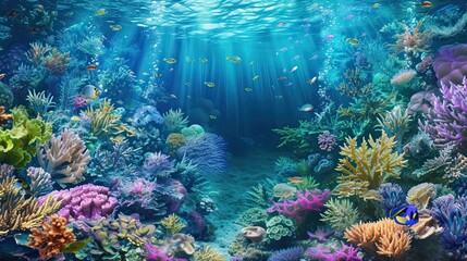 Fototapeta na wymiar Abstract coral reef icon. Mystical, glowing, marine life, oceanic, surreal, deep sea, luminous, aquatic, ethereal, enchanting. . Generated by AI