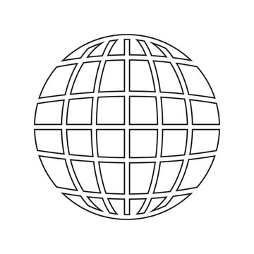 Earth globe icon. Earth icon symbol, Globe Icon, World icon, planet vector. Line earth globe icons silhouette. Abstract globe icon. Earth logo, silhouette.  Vector illustration.
