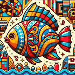 Appreciating Artwork: Retro-style Fish Paintings
