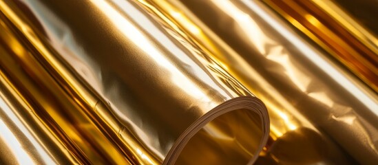 Shiny and luxurious gold foil roll with elegant metallic texture for premium packaging design