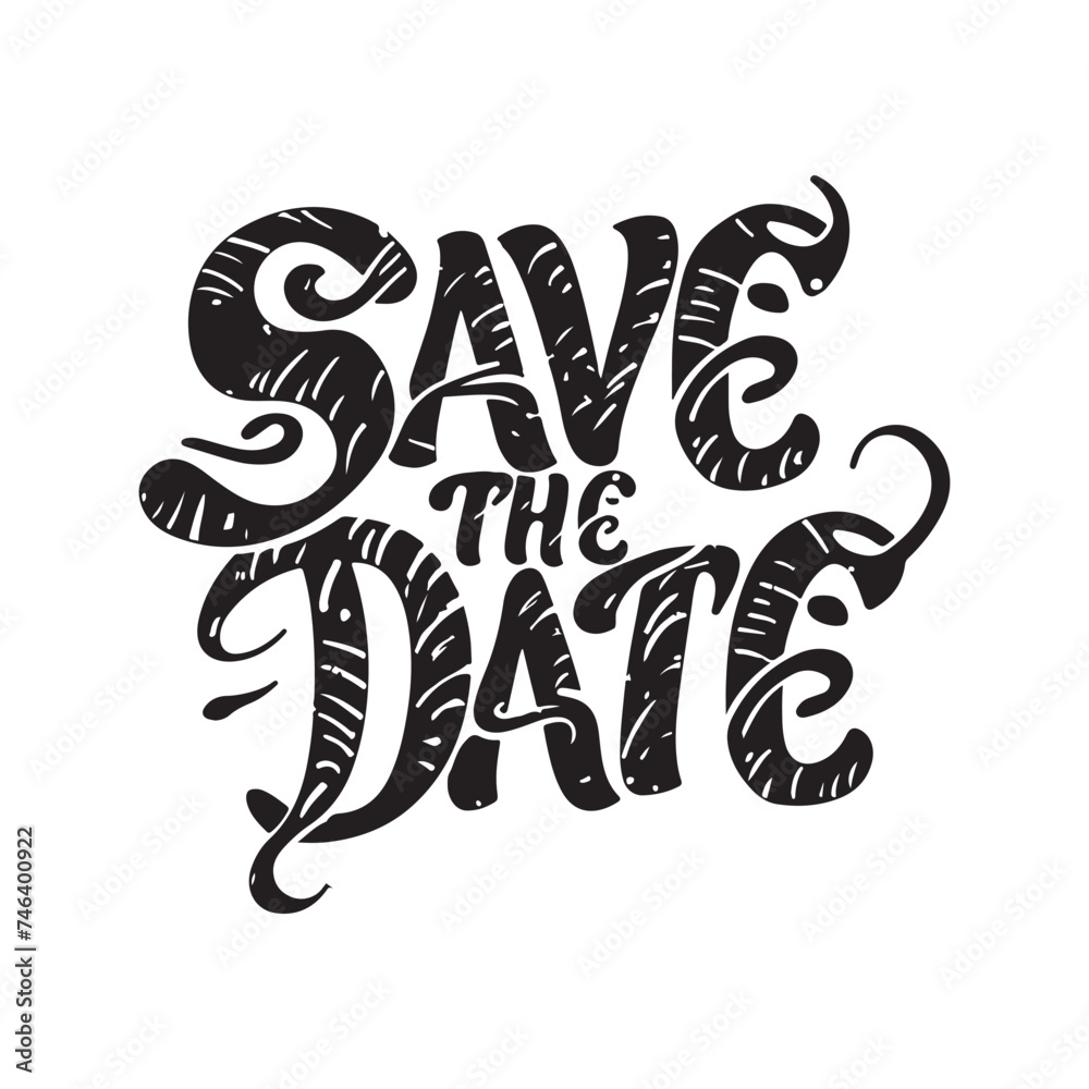 Wall mural save the date slogan t shirt vector illustration