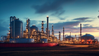 Fototapeta na wymiar oil and gas power plant refinery with storage tanks