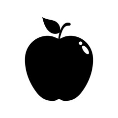 Apple icon vector in black silhouette. Healthy fruit concept