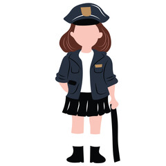 cute cartoon police girl ai generative