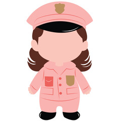 cute cartoon police girl ai generative