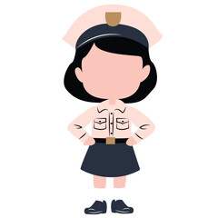 cute cartoon police girl ai generative