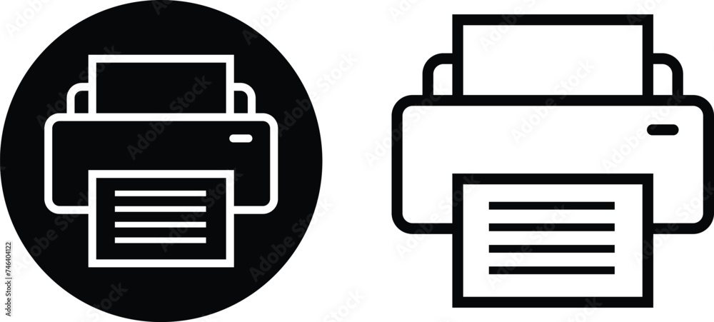 Poster print icon set. print button, vector symbol on transparent background.