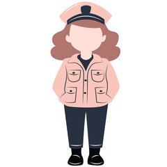 cute cartoon police girl ai generative