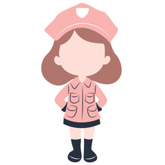 cute cartoon police girl ai generative