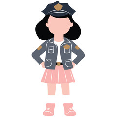 cute cartoon police girl ai generative
