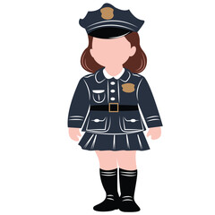 cute cartoon police girl ai generative