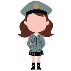 cute cartoon police girl ai generative