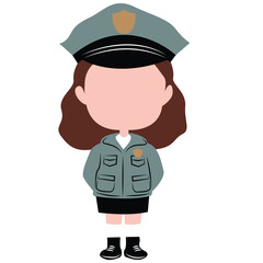 cute cartoon police girl ai generative