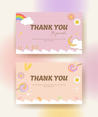 Fototapeta premium greeting card. thank you card with aesthetic cute old 90s retro design