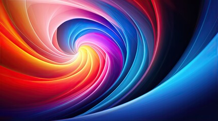 Obraz premium Three-Dimensional Colorful Swirl Spiral on Abstract Dark Blue Brush Stroke Background