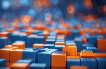 Obraz premium Blue and orange row cubes background