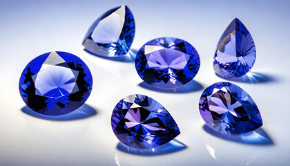 Fototapeta premium Tanzanite Gemstone, Precious, Blue, Luxury, Jewelry, Gem, Fashion, Accessories, Sparkle, Glitter, Expensive, Rare, Shiny, Elegant, AI Generated