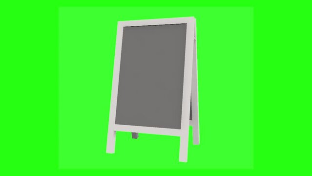 Standing Board Seamless Loop 3D Animation with Copy Space on Green Screen	