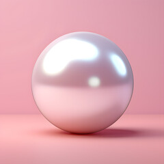 Pink oyster pearl isolated on light pink background