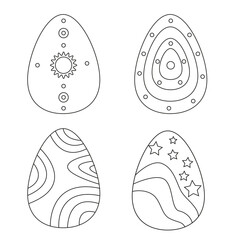 Vector black and white line template for coloring Easter eggs