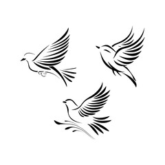 Set of flying birds emblem. Birds logotype