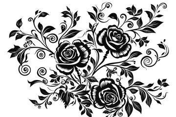 monochrome floral ornament - vector illustration