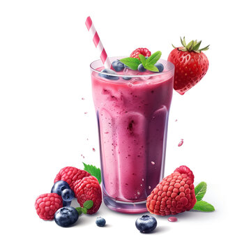 food 3d realistic render vector, Smoothie, on white background