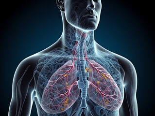 Human respiratory system in detail - obrazy, fototapety, plakaty