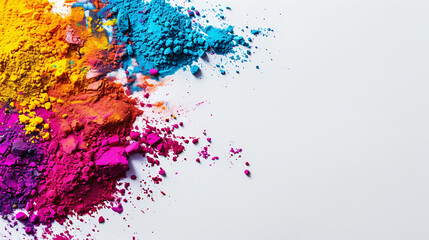 Obraz premium Colorful Holi powder on white background