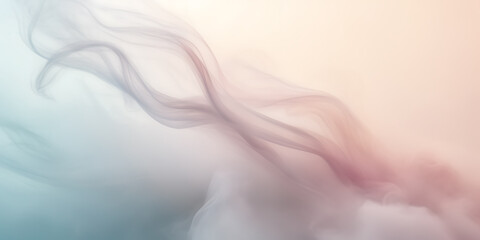 A close-up image of wispy, ethereal smoke billowing gracefully against a gradient of soft pastel...
