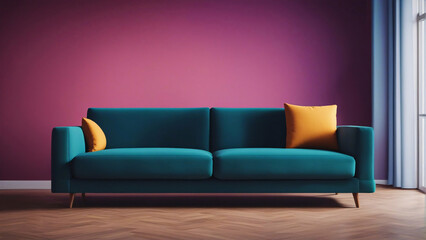Sofa in a room with a background.