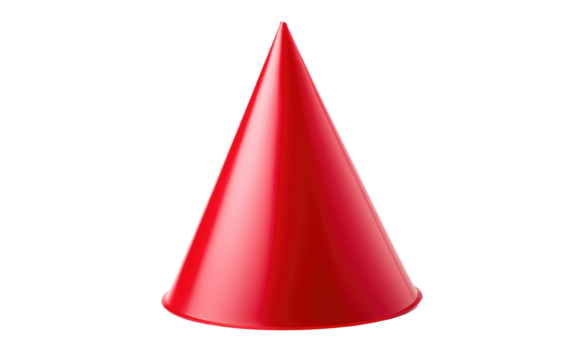 Red Party Hat. The vibrant color of the hat is eye catching the hat to be the main focal point of the image. on a White or Clear Surface PNG Transparent Background.