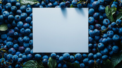 Blueberry background with white board in the middle