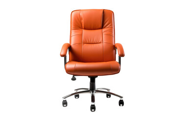 Orange Office Chair. The chairs modern design and color contrast create a striking visual impact, perfect for contemporary office spaces. on a White or Clear Surface PNG Transparent Background.