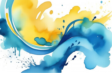 abstract background in the form of smooth lines in yellow-blue tones in a watercolor style