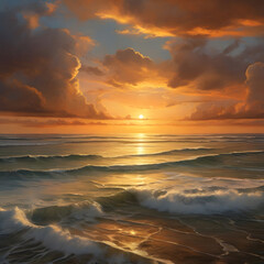 the sun sets on the red sky sea beach