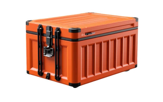 Large Orange Box. The box stands out with its vibrant color against the stark white background. on a White or Clear Surface PNG Transparent Background.