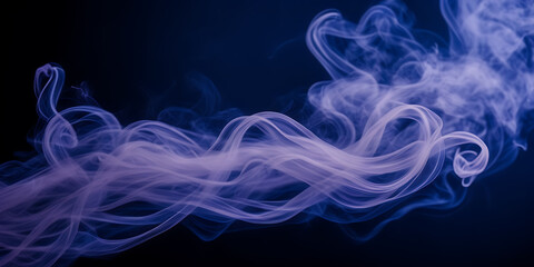 Photograph capturing the mesmerizing dance of lavender smoke tendrils against a canvas of midnight blue. - obrazy, fototapety, plakaty