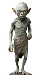 Die Gollum - Figur stehend auf einem Stein, mit einem Tuch bekleidet. Vektor Grafik - obrazy, fototapety, plakaty