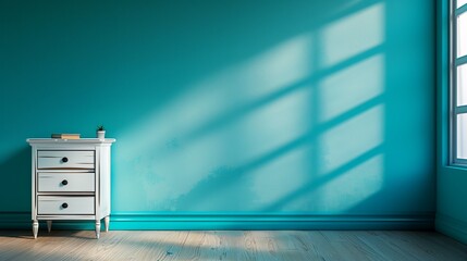 Turquoise blue wall background. Generative AI