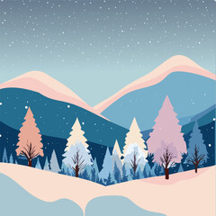 Fototapeta na wymiar Winter landscape with christmas trees