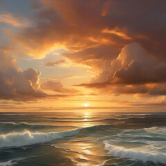 the sun sets on the red sky sea beach