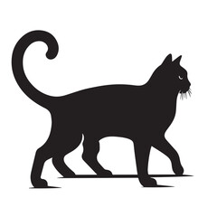 Vintage Retro Styled Vector Siamese Cat Silhouette Black and White - illustration

