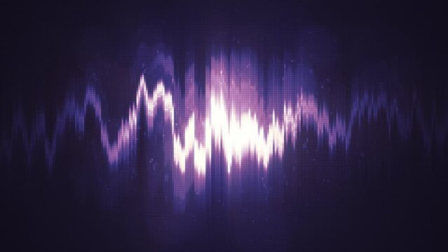 Purple energy glowing magical musical dancing equalizer made from waves and electric charges lightning high-tech digital lines and energy particles. Abstract background. Video in high quality 4k