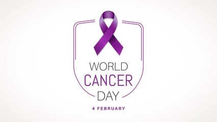 Cancer World Cancer Day animation background icon cancer ribbon cancer health day warning 4k