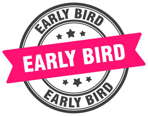 early bird stamp. early bird label on transparent background. round sign