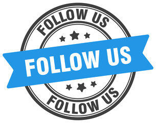follow us stamp. follow us label on transparent background. round sign