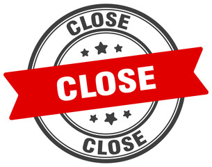 close stamp. close label on transparent background. round sign
