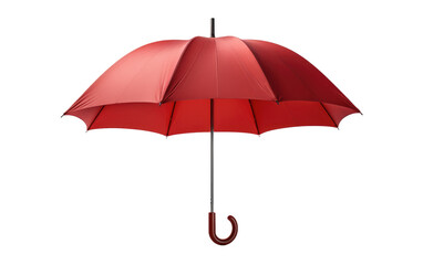 Red Umbrella Open. The umbrellas fabric is fully extended, creating a striking contrast with the plain backdrop. on a White or Clear Surface PNG Transparent Background.