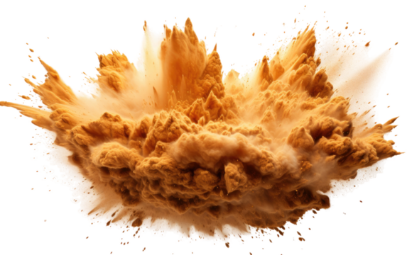 Brown Substance Flying Through the Air brown substance is seen flying through the air The substance appears to be dispersing and moving rapidly. on a White or Clear Surface PNG Transparent Background.